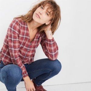 Madewell V-Neck Button Down Starfield Plaid